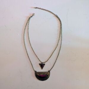 Chic Gold and Purple Layered Necklace